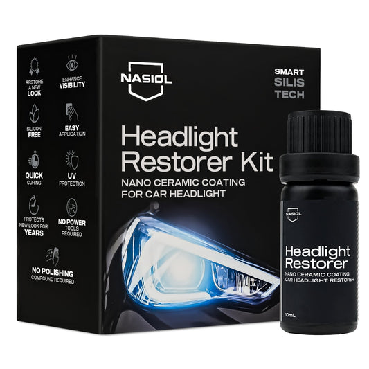 Nasiol Headlight Restoring Kit with Ceramic Coating - 3 Years Durability - 10mL